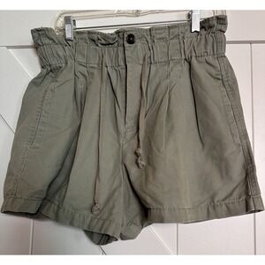 Forever 21 Paperbag Shorts Women's Button Fly High Rise‎ Sage Denim Med